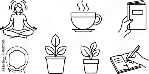 Mental health self-care routine vector illustration concepts