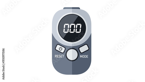 A digital stopwatch with reset and mode buttons displayed on a plain white background from a front viewpoint
