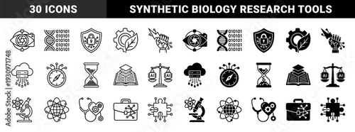 Hybrid conceptual symbols merging technology with science and ethics featuring digital dna strands robotic hands and artificial intelligence scales