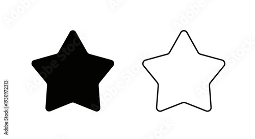 Black and white star icons set, minimalist design, vector illustration, simple shape Vector