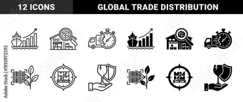 Hybrid logistics and supply chain management symbols featuring integrated metaphors for global shipping growth warehouse distribution and sustainable transport