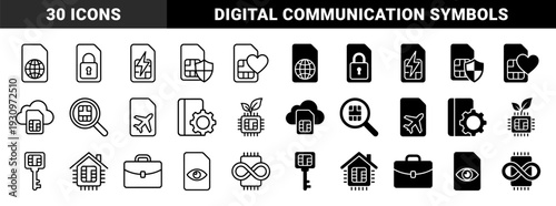 Hybrid Sim Card Symbols Merging Connectivity Icons with Mobile Security Data Management Travel Communication and Sustainable Technology Concepts