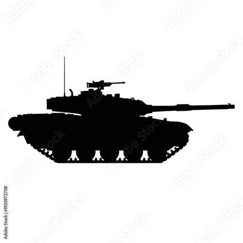 Silhouette of a Military Tank: An Armored Vehicle Ready for Battle.