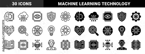 Hybrid artificial intelligence symbols merging biological and mechanical elements like brain circuits cloud processors and digital DNA strands