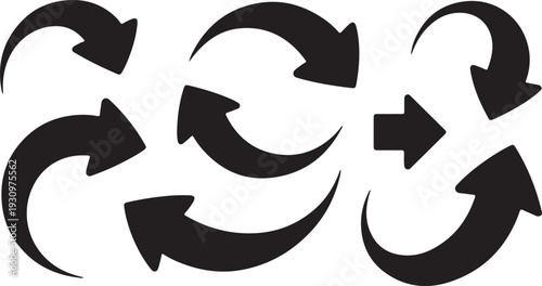 A collection of various black arrow symbols pointing in different directions, indicating movement or navigation