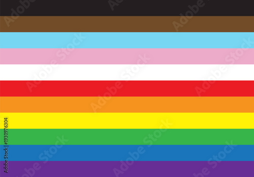 Inclusive Pride Background with Progress Pride Flag Colors. LGBTQ Rainbow flag