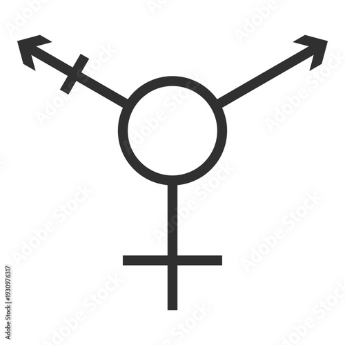 Transgender sign black vector icon. Transgender icon on white background