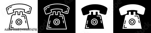 Phone Icon In Flat Version On Black And White Background