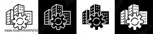 Company Icon In Flat Version On Black And White Background