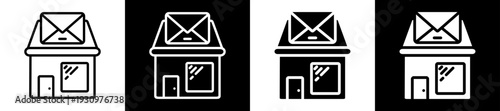 Postal Service Icon In Flat Version On Black And White Background