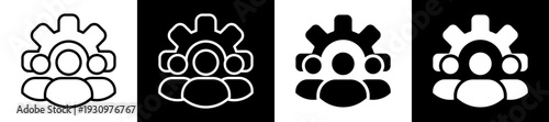 Teamwork Icon In Flat Version On Black And White Background