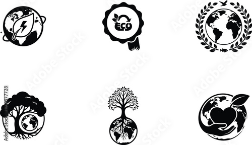 World environment day logos and eco friendly symbols