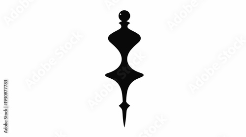 A symmetrical black ornament silhouette with a spherical top and pointed bottom