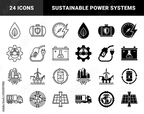 Sustainable Energy and Industrial Technology Hybrid Symbols Combining Fossil Fuels with Renewable Power and Eco Friendly Manufacturing Infrastructure