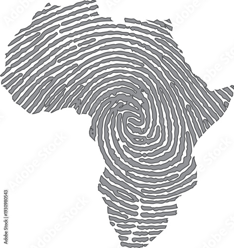 Africa Map Stylized Vector Fingerprint Pattern Origin Ancestry Concept Design Clipart