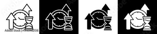 Clock Icon In Flat Version On Black And White Background