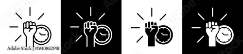 Time Management Icon In Flat Version On Black And White Background