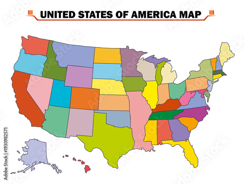 Colorful map of the United States