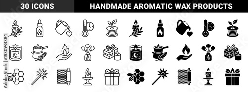 Handmade beeswax candle making process featuring honey bee honeycomb elements paraffin wax melting pot and aromatic therapy burner symbols