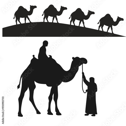 camels silhouettes vector