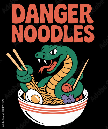 Snake Kawaii Anime Funny Ramen Soup Snakes Danger Noodles