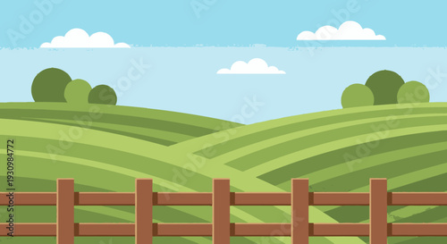 Brown Wooden Fence in Green Field.