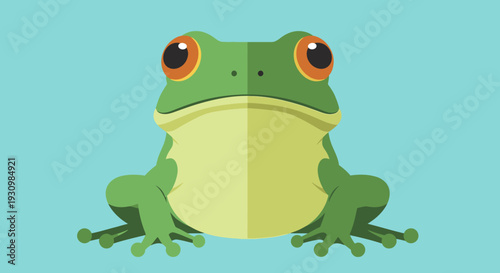 Cartoon Frog Illustration with Big Eyes.