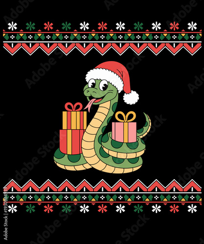 Santa Snake Christmas Ugly Sweater Funny Holiday Pajamas