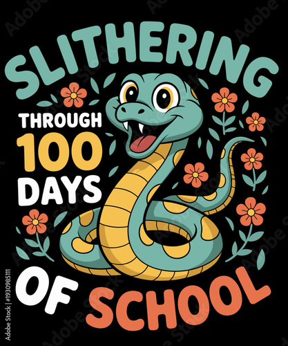 Funny 100 Days of School Snake Reptile