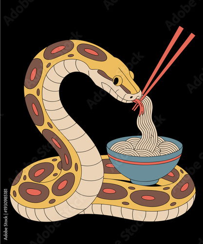 Funny Japanese Anime Snake Eats Ramen King Python