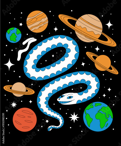Funny Snake Astronaut in Space Ball Python