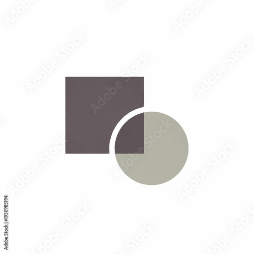 Geometric Shapes Intersecting Square and Circle Abstract Design.