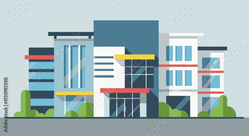 Modern Office Buildings with Glass Facades.