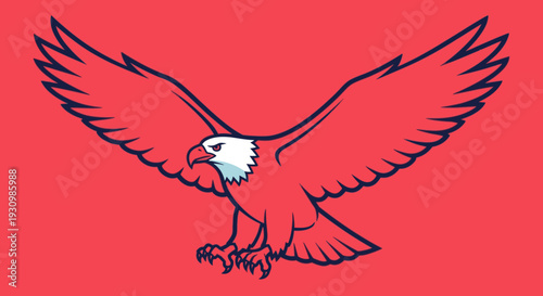 Red Eagle Bird Illustration in Flight.