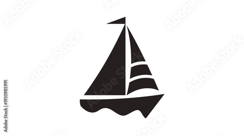 A simple, black sailboat graphic on a white background. Perfect for a nautical or travel theme