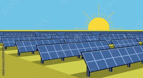 Rows of Solar Panels in Field.