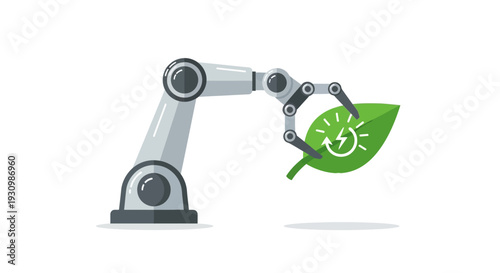 Robot Arm Holding Leaf.