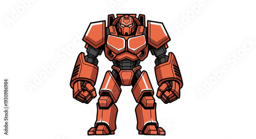 Robot Standing Orange Armor.