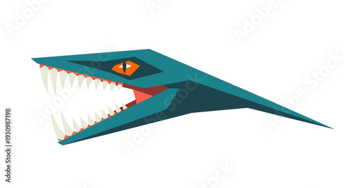 Teal Dinosaur Head Closeup.