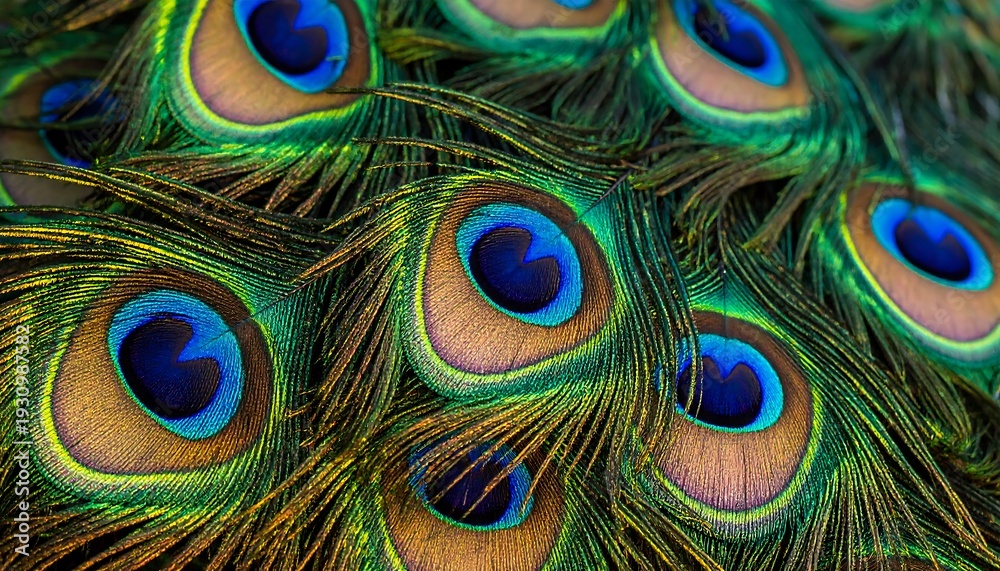 Fototapeta premium Intricate Peacock Feather Pattern - A Symphony of Colors and Textures.