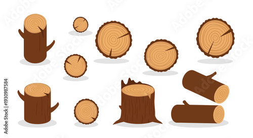 Wooden Tree Stumps Illustration.