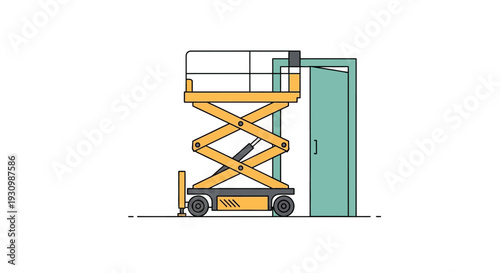 Yellow Scissor Lift Machine.