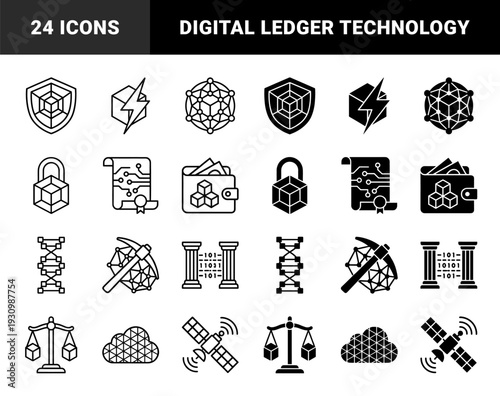 Cryptocurrency and Blockchain Infrastructure Symbolism Featuring Hybrid Geometric Cubes Merged With Security Shields Power Bolts And Data Nodes