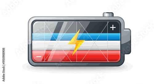 Battery with Lightning Bolt.