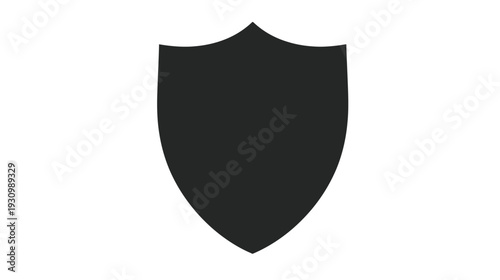 A black, shield-shaped emblem on a white background, suggesting protection or heraldry