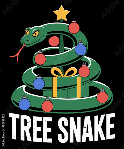 Xmas Tree Snake Funny Christmas Reptile