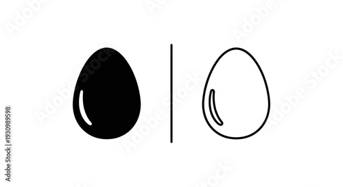 Black and white egg illustration, minimalist design, vector art, simple icon Vector