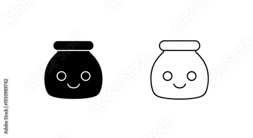 Two different types of bottles with faces, one black and one white, smiling and happy Vector