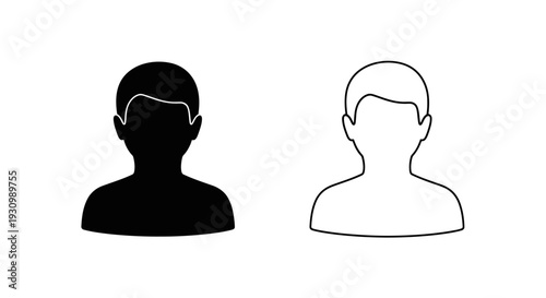 Black and white silhouette of a man wearing glasses and a bald man Vector