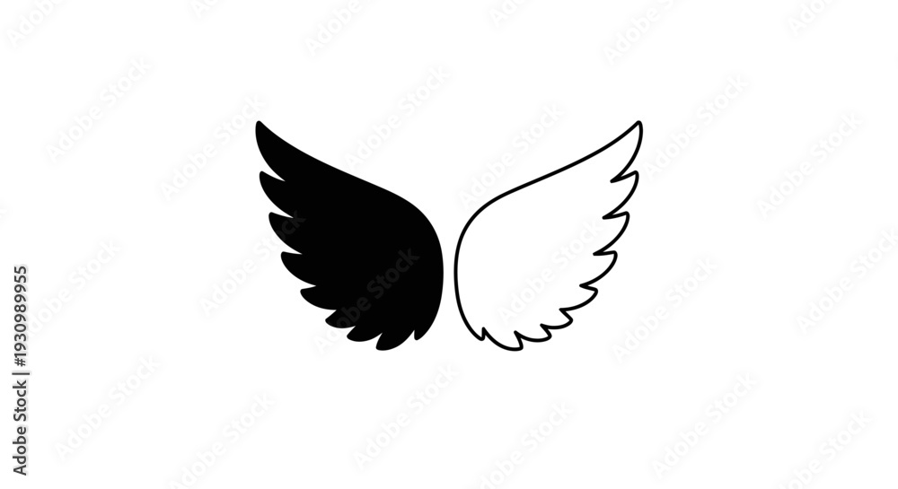 Obraz premium Black and white angel wing design vector illustration Vector
